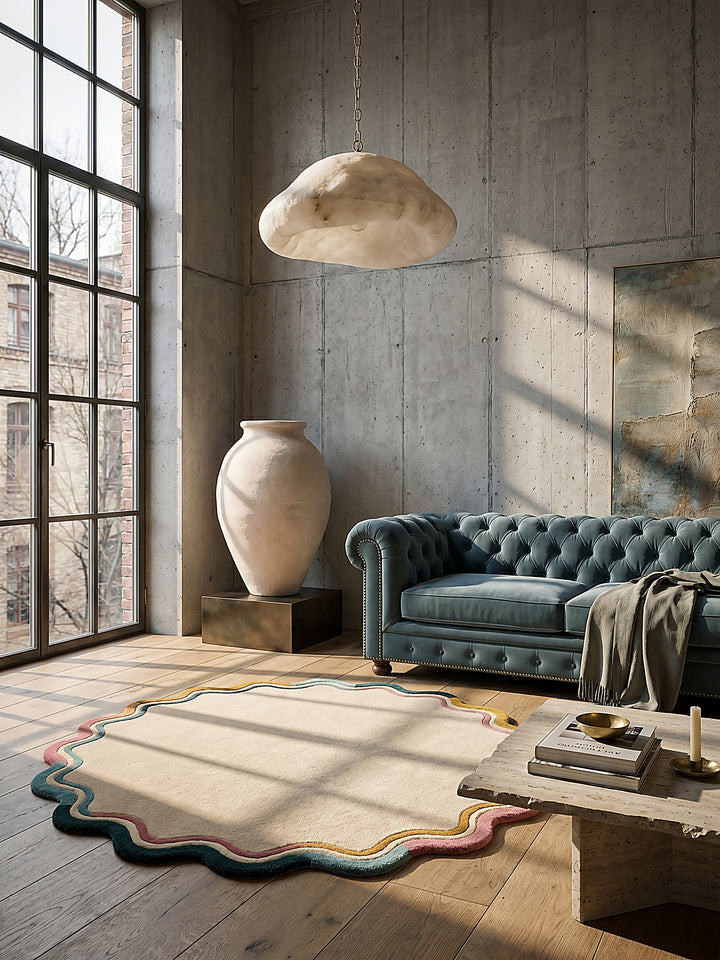 Teppich Multi rund im modernen Wohnzimmer_