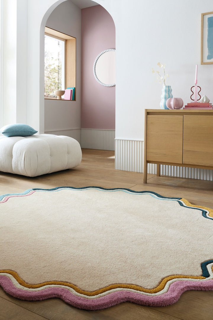 Teppich Multi rund Wool Wohnzimmer Schlafzimmer Flur WINCH_