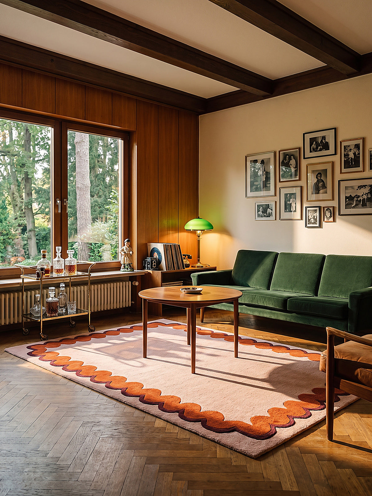 Teppich Orange rechteckig im modernen Wohnzimmer_