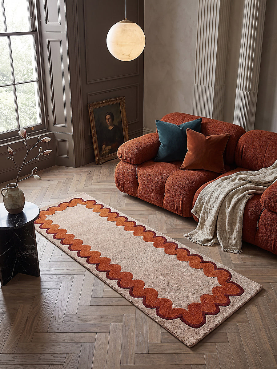 Teppich Orange Läufer Draufsicht_