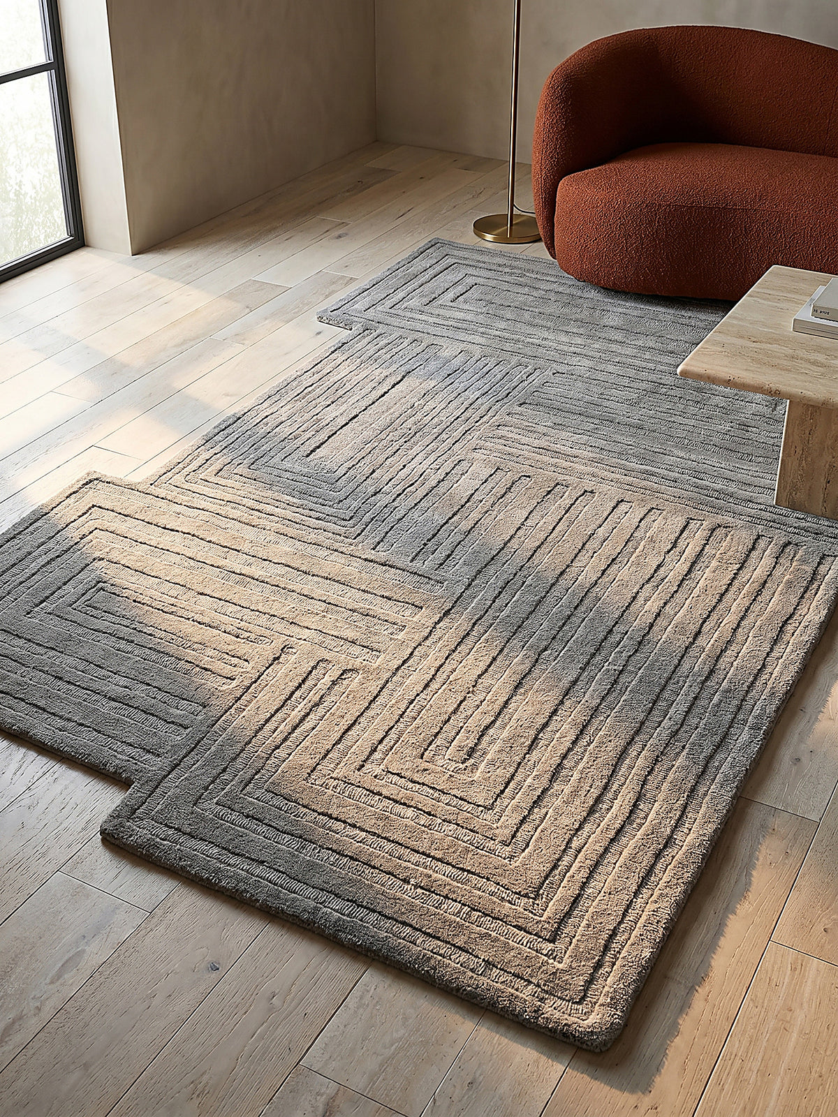 Teppich Grau rechteckig Musteransicht von oben Designkollektion_
