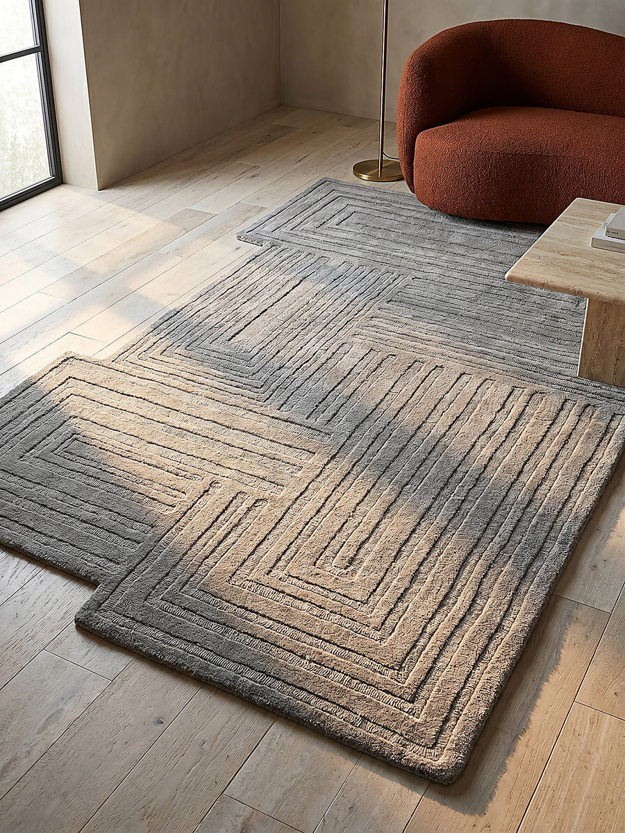 Teppich Grau rechteckig Musteransicht von oben Designkollektion_