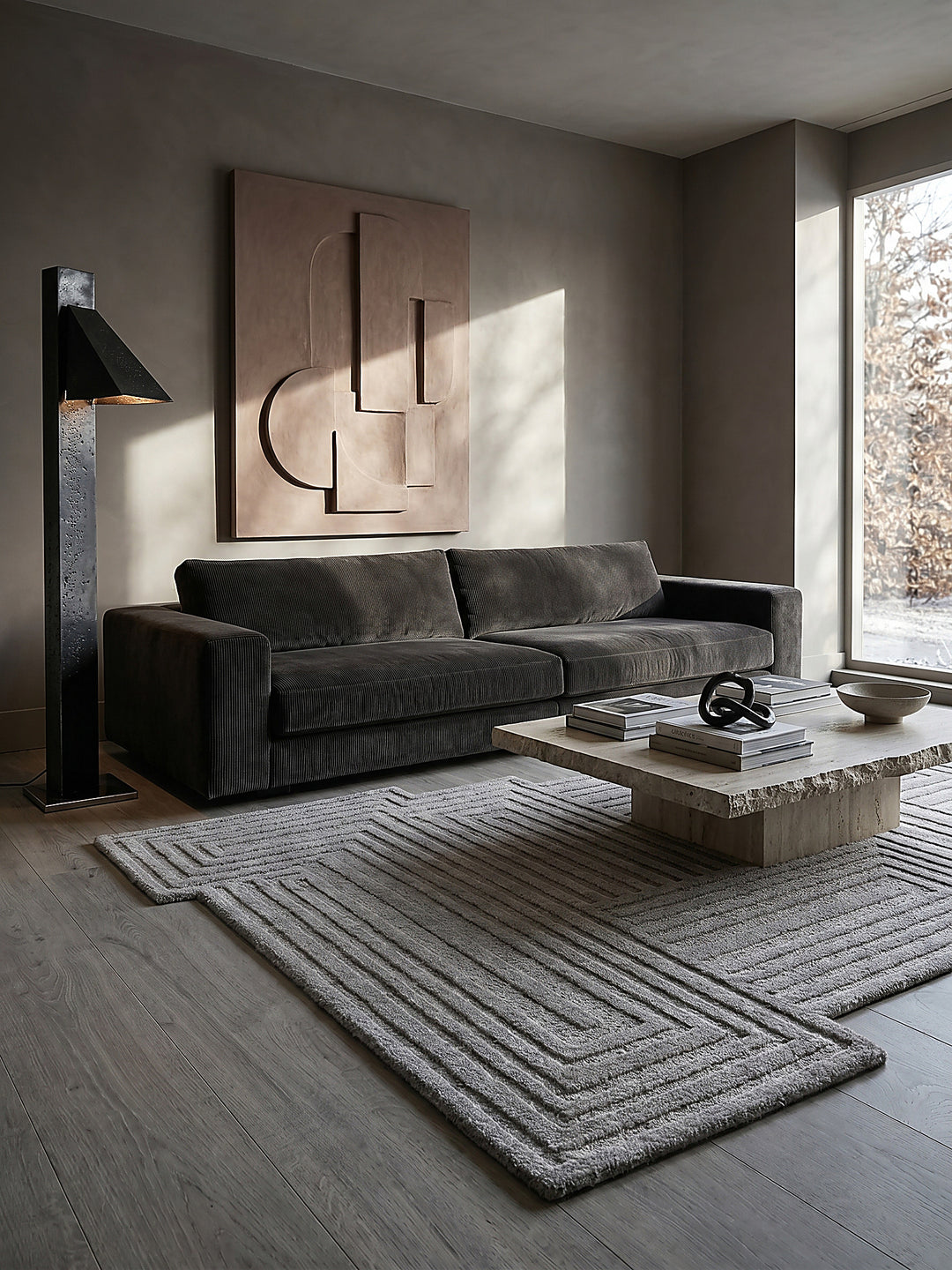Teppich Grau rechteckig im modernen Wohnzimmer Einrichtungsidee_