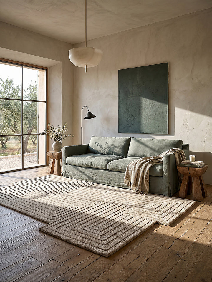Teppich Natur rechteckig im modernen Wohnzimmer Einrichtungsidee_