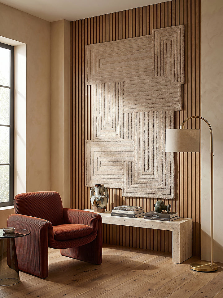 Teppich Natur rechteckig als Wandteppich Wanddekoration Textilkunst Interior Design_