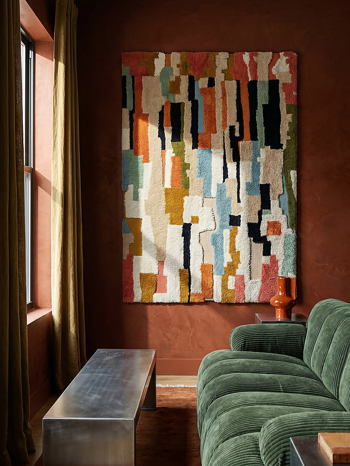 Teppich Multicolor rechteckig als Wandteppich Wanddekoration Textilkunst Interior Design_