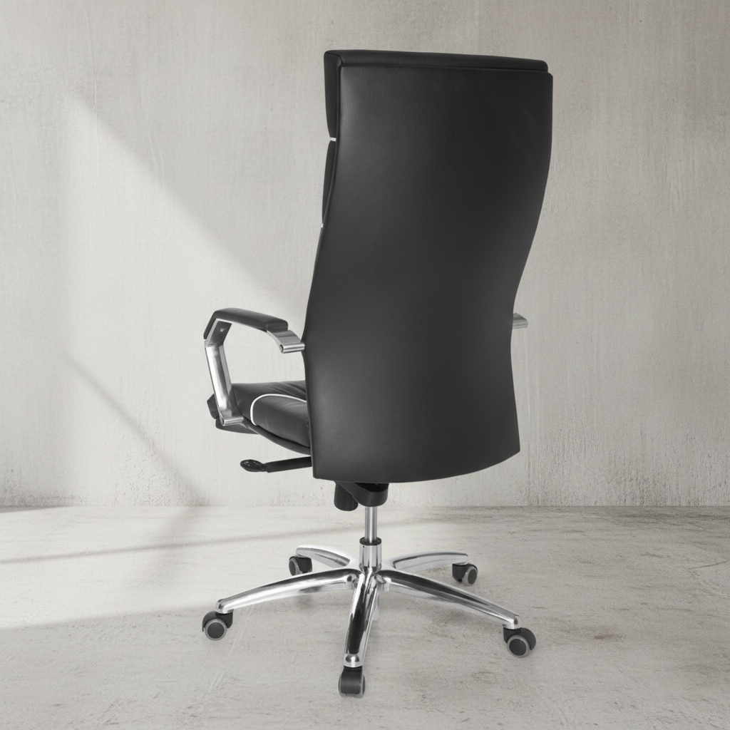 XXL Chefsessel Kanzas_ Echtleder_ Soft-Air Formpolster_ verchromte Armlehnen_ Aluminium-Fußkreuz_ 5-Punkt Mechanik - KADIMA DESIGN_Größe_ 60x55x126 cm_