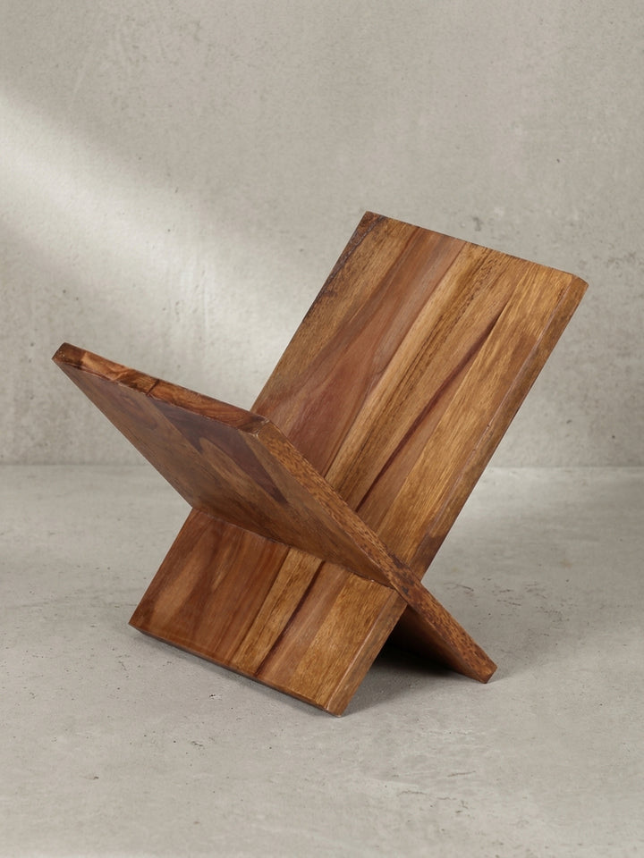 Zeitungsständer Sheesham Massivholz natur 29x28x31 cm für Wohnzimmer (Lese-Ecke) Design Möbel modern hochwertig stilvoll robust langlebig Wohnen Einrichtung Interior Zuhause elegant Premium_