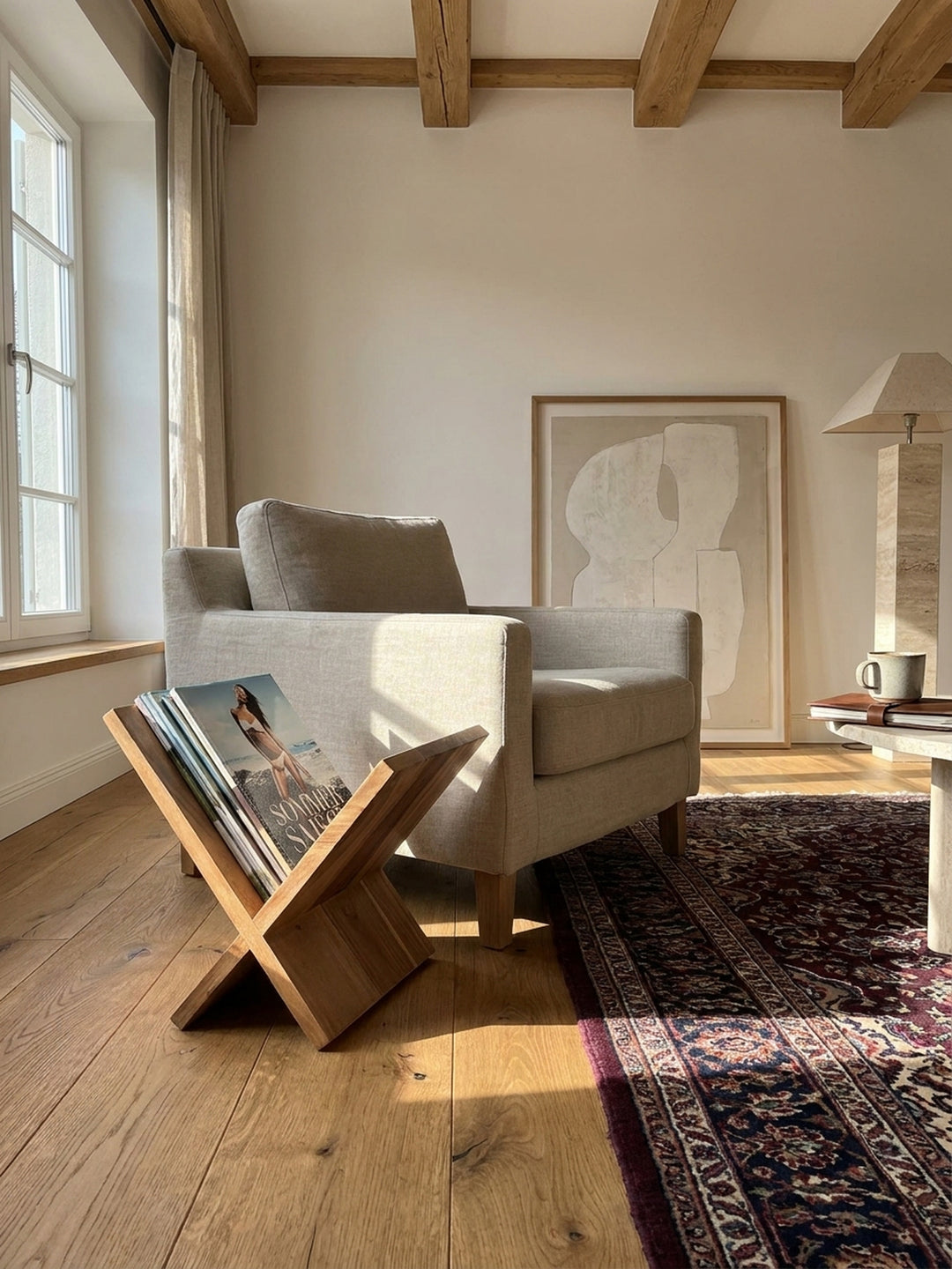 Zeitungsständer Akazie Massivholz natur 29x28x31 cm in warmem modernem Wohnzimmer Einrichtung Design Möbel hochwertig modern stilvoll einrichten Wohnen Interior Zuhause elegant Premium_