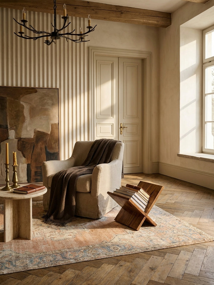Zeitungsständer Sheesham Massivholz natur 29x28x31 cm in modernem Wohnzimmer (Lese-Ecke) Einrichtung Design Möbel hochwertig modern stilvoll einrichten Wohnen Interior Zuhause elegant_