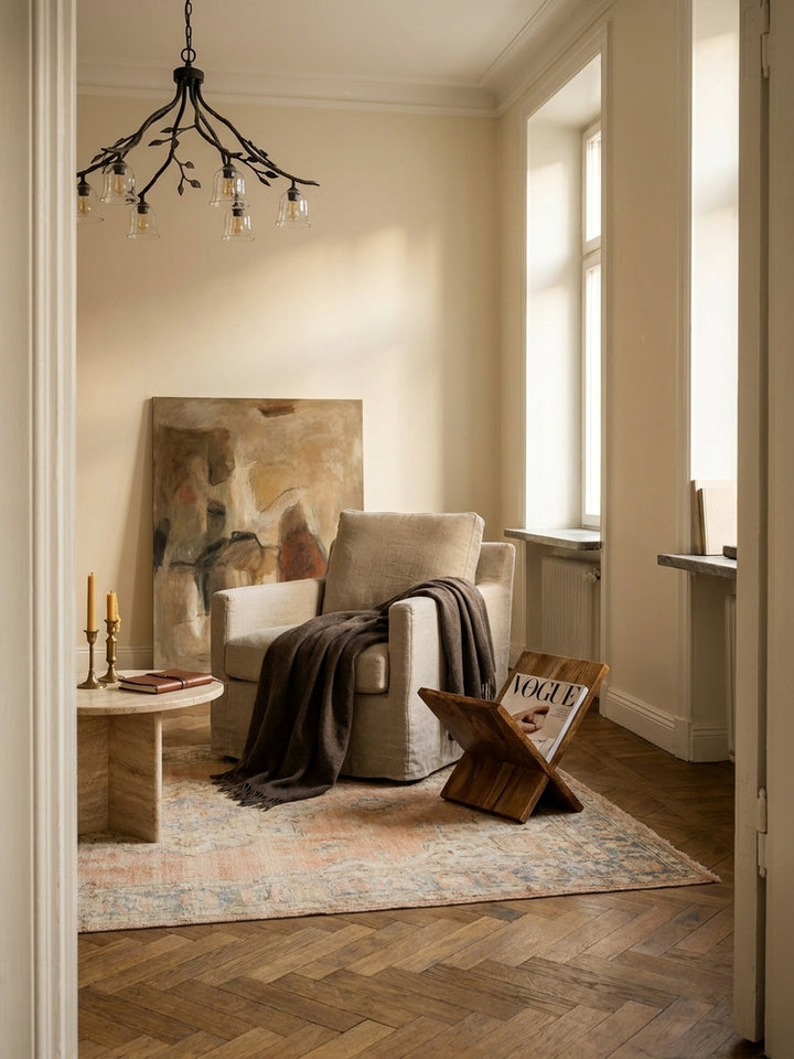 Zeitungsständer Sheesham Massivholz natur 29x28x31 cm in modernem Wohnzimmer (Lese-Ecke) Einrichtung Design Möbel hochwertig modern stilvoll einrichten Wohnen Interior Zuhause elegant_
