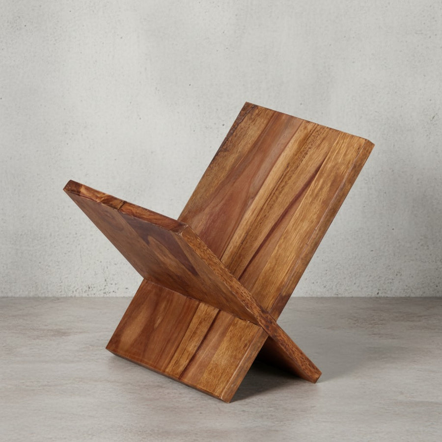 Zeitungsständer NAKO Massiv_ Handgefertigt_ X-Form_ Sheeshamholz_ pflegeleicht - KADIMA DESIGN_Farbe_ Braun_ Größe_ 29x28x31 cm_