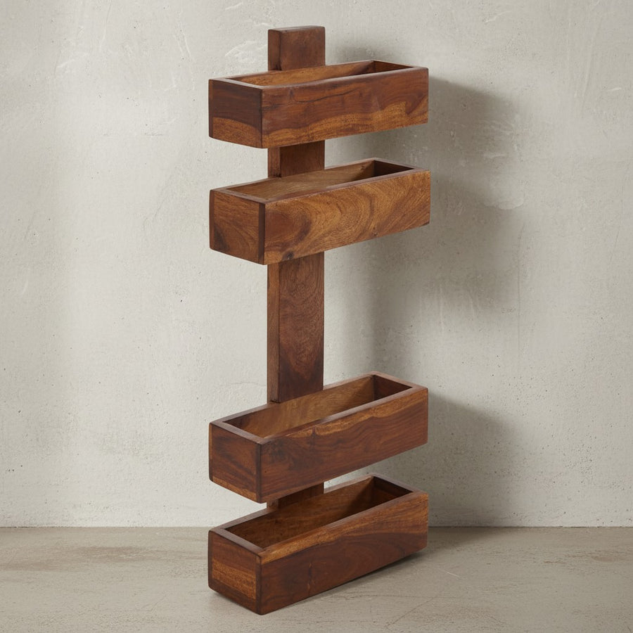 Zeitungsständer NAKO Massivholz_ Klassisch_ stilvoll_ viel Stauraum_ handgefertigt - KADIMA DESIGN_Farbe_ Braun_ Größe_ 30x10x72 cm_