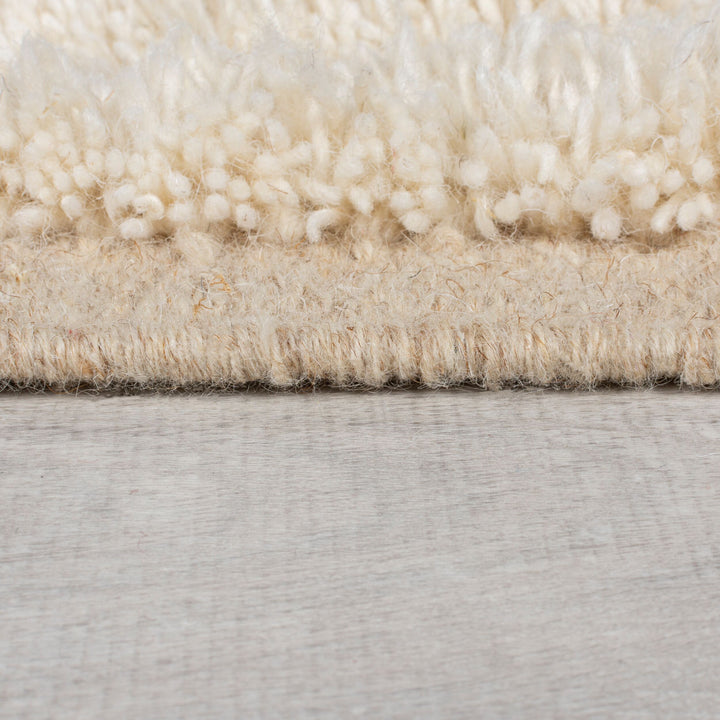Zotteliger Wollteppich Beige  - Geometrisches Muster  - Superweich &amp;amp; Gemütlich_Rechteckig_