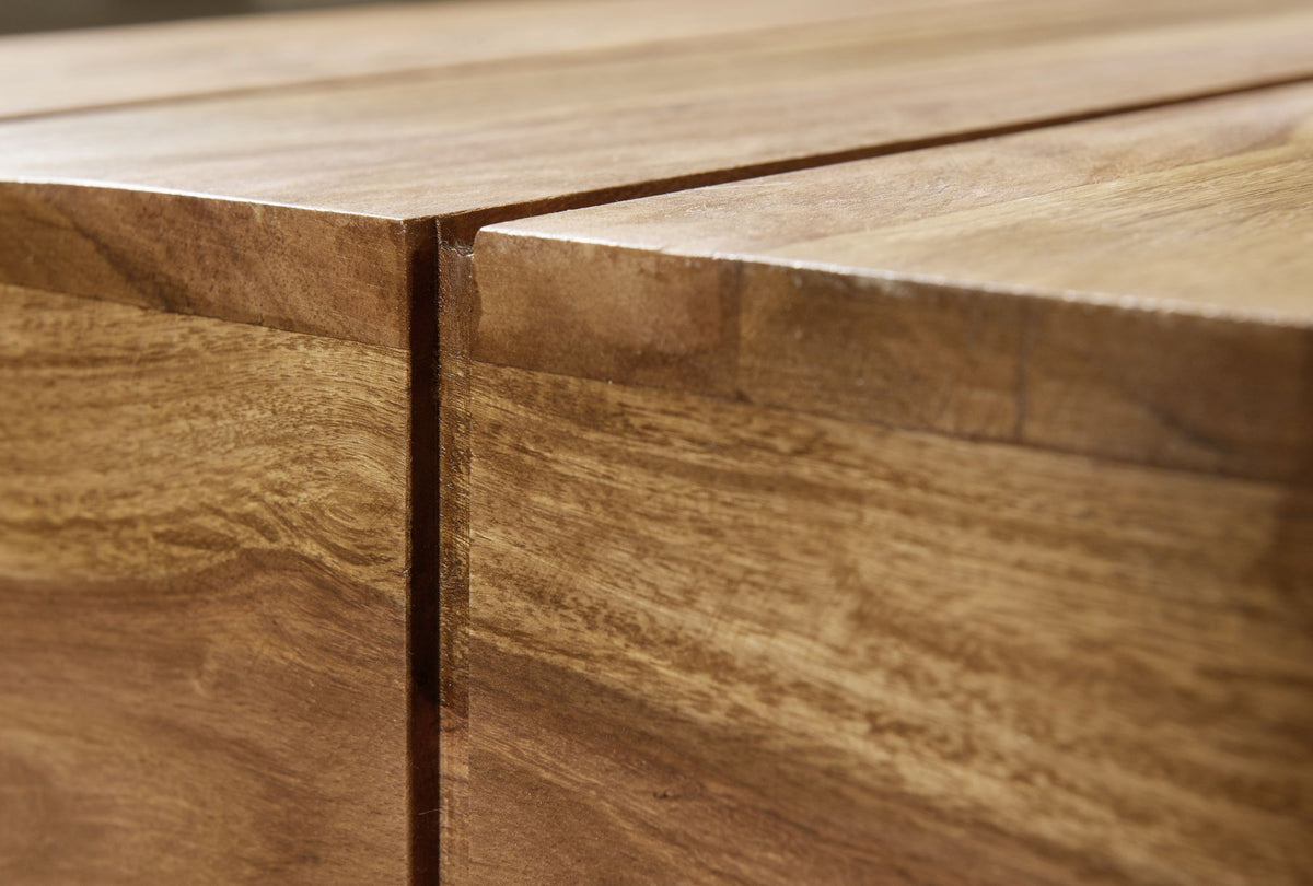 Massivholz Couchtisch SAAR  120x45 cm  Akazien-/Sheeshamholz  handgefertigt  pflegeleicht - KADIMA DESIGN Farbe  Beige  Größe  120x45x30 cm