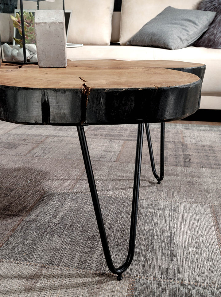 Couchtisch aus Akazienholz BALU_ 115x70 cm_ Baumstammform-Design_ große Abstellfläche_ einzigartiges Unikat_ handgefertigt - KADIMA DESIGN_Größe_ 115x70x40 cm_