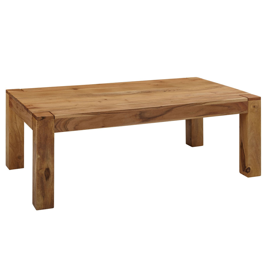 Rustikaler Couchtisch NAKO_ Akazienholz_ quadratisch_ handgefertigt_ pflegeleicht - KADIMA DESIGN_Farbe_ Beige_ Größe_ 110x60x40 cm_