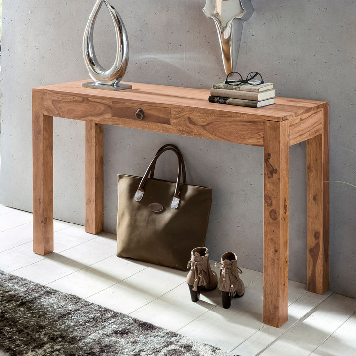 Konsolentisch &amp;quot;NAKO&amp;quot;_ Landhausstil_ Schublade_ Akazienholz_ 40 cm Tiefe_ vielseitig einsetzbar - KADIMA DESIGN_Farbe_ Beige_ Größe_ 120x40x70 cm_