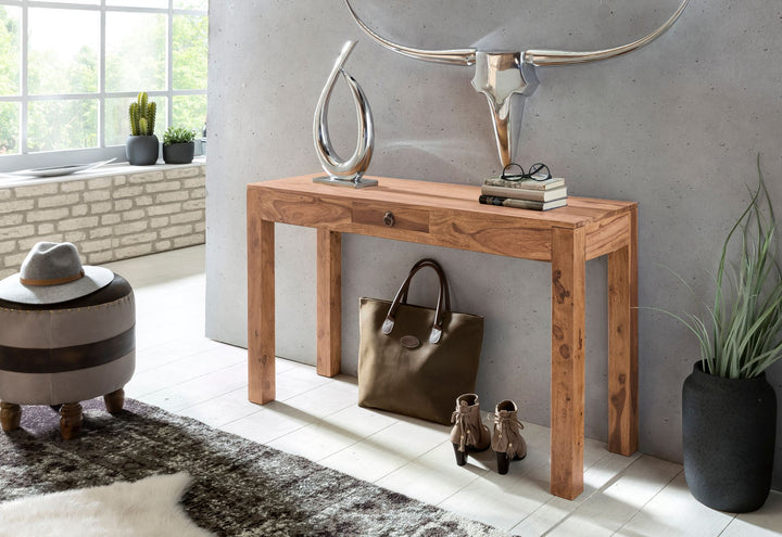 Konsolentisch &amp;quot;NAKO&amp;quot;_ Landhausstil_ Schublade_ Akazienholz_ 40 cm Tiefe_ vielseitig einsetzbar - KADIMA DESIGN_Farbe_ Beige_ Größe_ 120x40x70 cm_