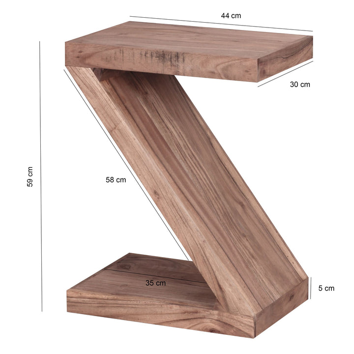 Beistelltisch &amp;quot;Z&amp;quot; Cube_ Akazie/Sheesham_ Z-Form_ 44x59x30 cm_ handgefertigt_ vielseitig nutzbar - KADIMA DESIGN_Farbe_ Beige_ Größe_ 44x30x59 cm_