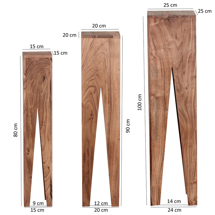 KADIMA DESIGN Beistelltisch-Set mit 3 Giraffenbeinen aus Massivholz für rustikales Ambiente in Wohnräumen_Beige_#sku_BARWL1.565#