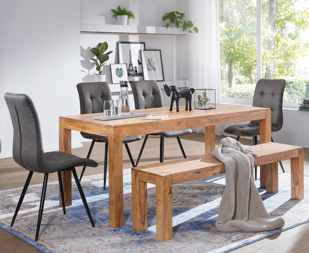 Sitzbank Landhaus-Stil_ Massivholz_ Akazie/Sheesham_ 160/180x45 cm_ 200/250 kg Belastung_ handgefertigt - KADIMA DESIGN_Farbe_ Beige_ Größe_ 120x35x45 cm_