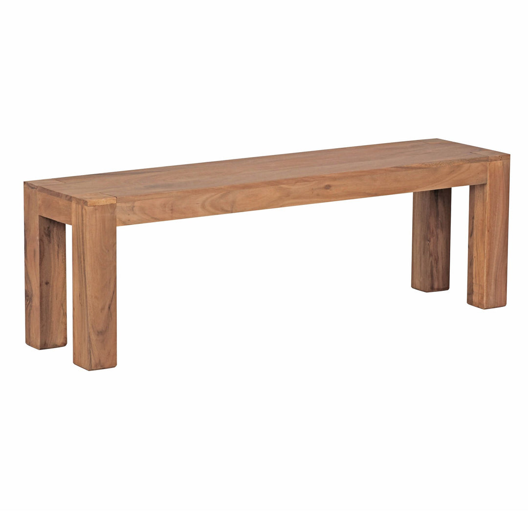 Sitzbank Landhaus-Stil_ Massivholz_ Akazie/Sheesham_ 160/180x45 cm_ 200/250 kg Belastung_ handgefertigt - KADIMA DESIGN_Farbe_ Beige_ Größe_ 140x35x45 cm_