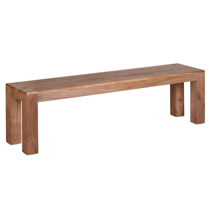 Sitzbank Landhaus-Stil_ Massivholz_ Akazie/Sheesham_ 160/180x45 cm_ 200/250 kg Belastung_ handgefertigt - KADIMA DESIGN_Farbe_ Beige_ Größe_ 160x35x45 cm_