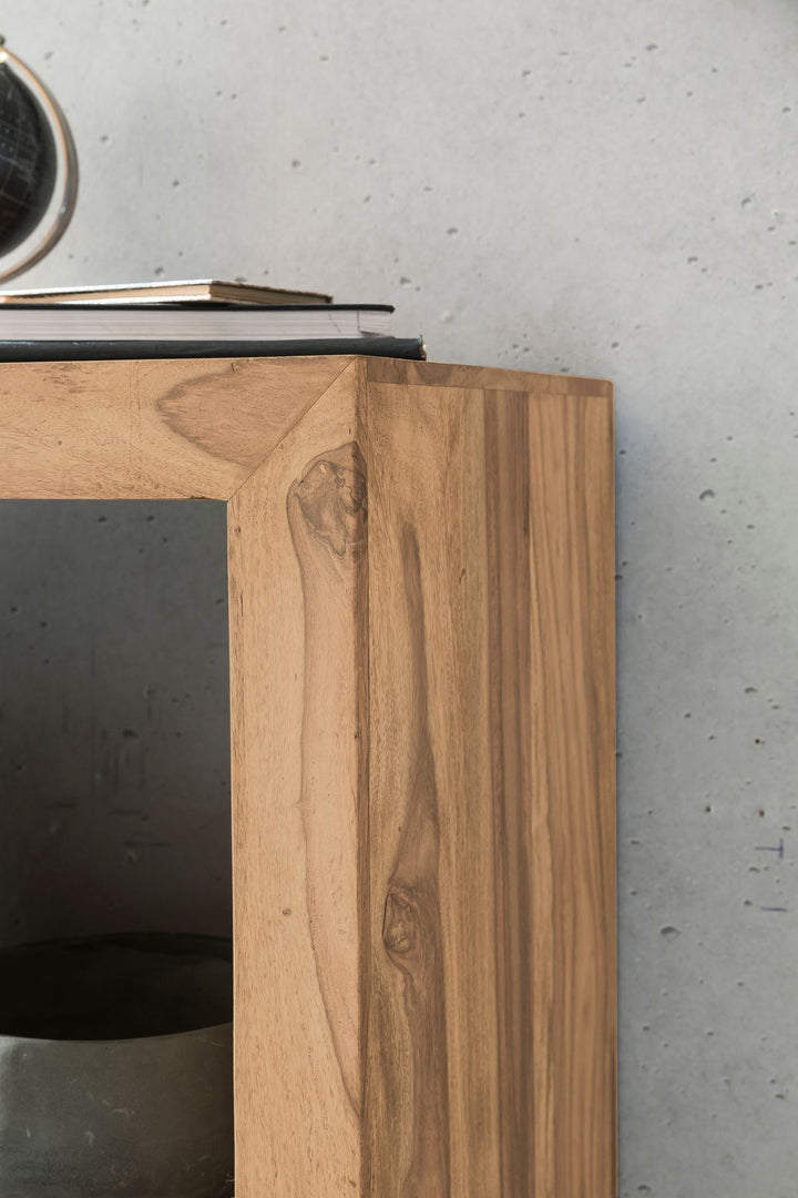 KADIMA DESIGN Rustikales Standregal aus massivem Holz für Wohnzimmer und Flur - Handgefertigtes Unikat_Beige_#sku_BARWL1.449#
