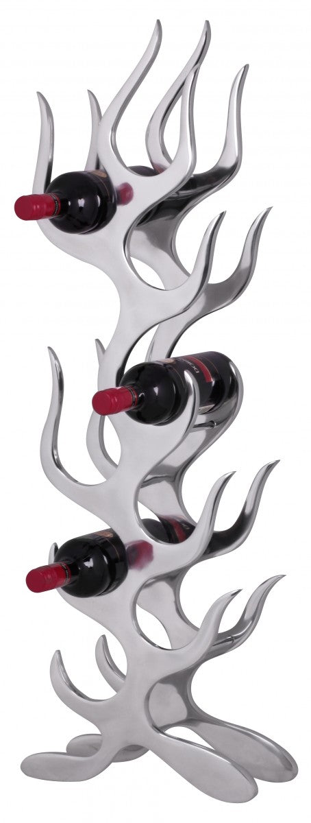 KADIMA DESIGN Flammendesign Aluminium Weinregal - Elegante Aufbewahrung für 9 Flaschen Wein_Silber_#sku_BARWL1.255#