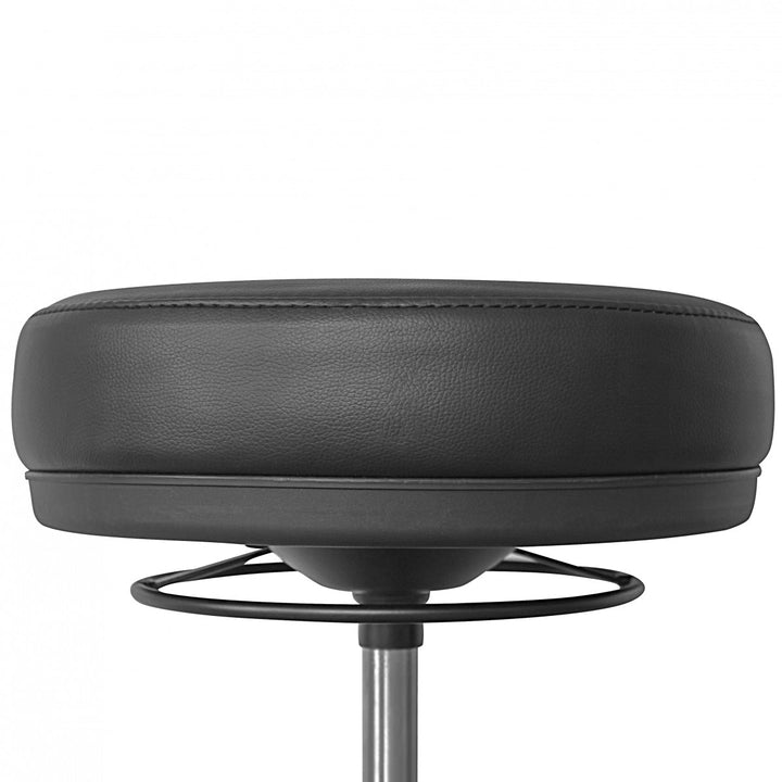 Arbeitshocker Livorno_ Höhenverstellbar_ Kunstleder-Sitzfläche_ Kunststoff-Fußkreuz_ drehbare Fußablage_ 120 kg Belastbarkeit - KADIMA DESIGN_Größe_ 60x60x88 cm_