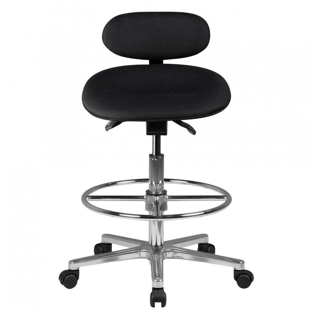 Modena Arbeitsstuhl_ Höhenverstellbare Sitzfläche/Rückenlehne_ PU-Formschaum_ Aluminium-Fußkreuz_ drehbar_ 100.000 Scheuertouren Stoff - KADIMA DESIGN_Größe_ 60x60x114 cm_