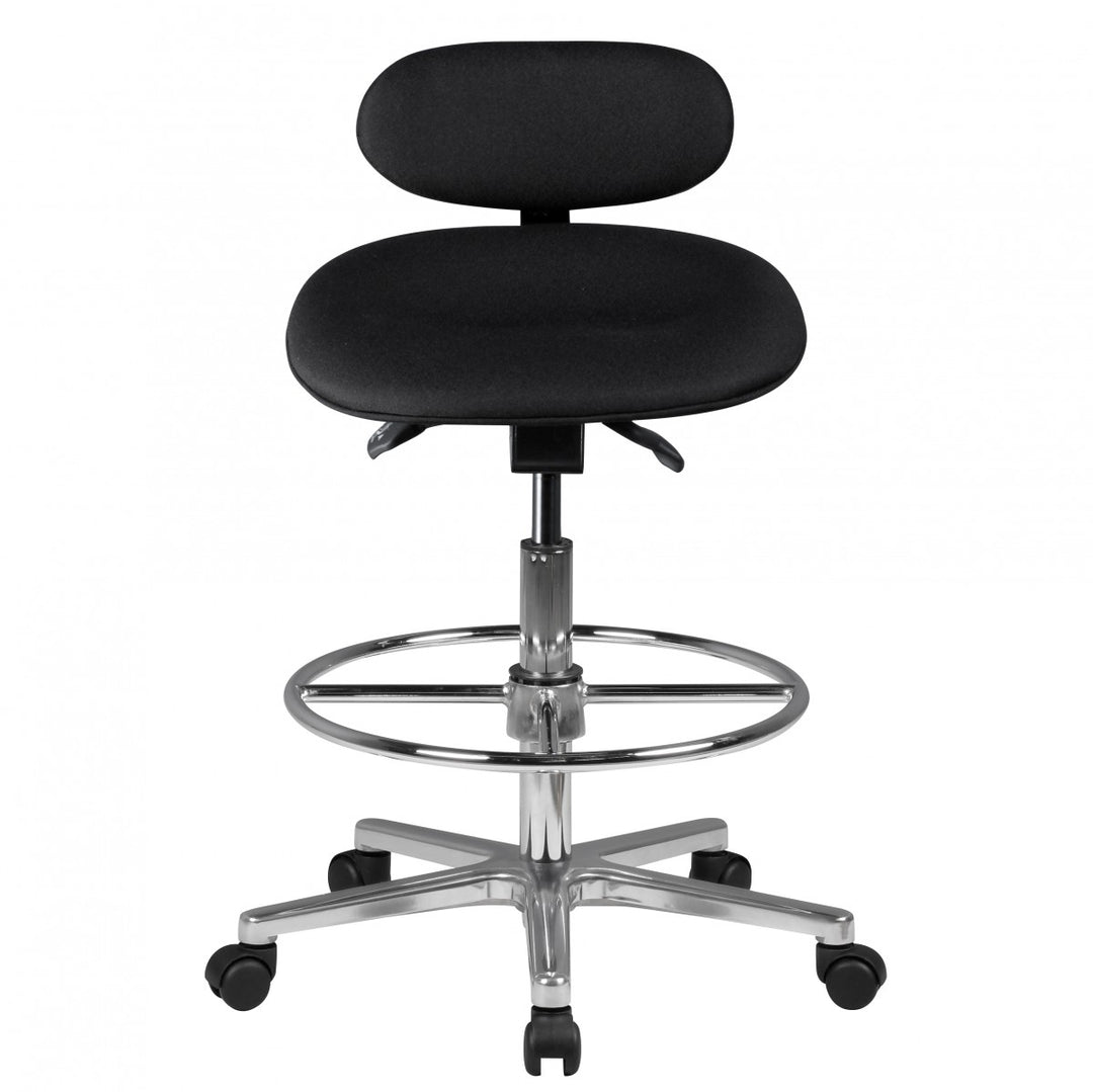 Modena Arbeitsstuhl_ Höhenverstellbare Sitzfläche/Rückenlehne_ PU-Formschaum_ Aluminium-Fußkreuz_ drehbar_ 100.000 Scheuertouren Stoff - KADIMA DESIGN_Größe_ 60x60x114 cm_