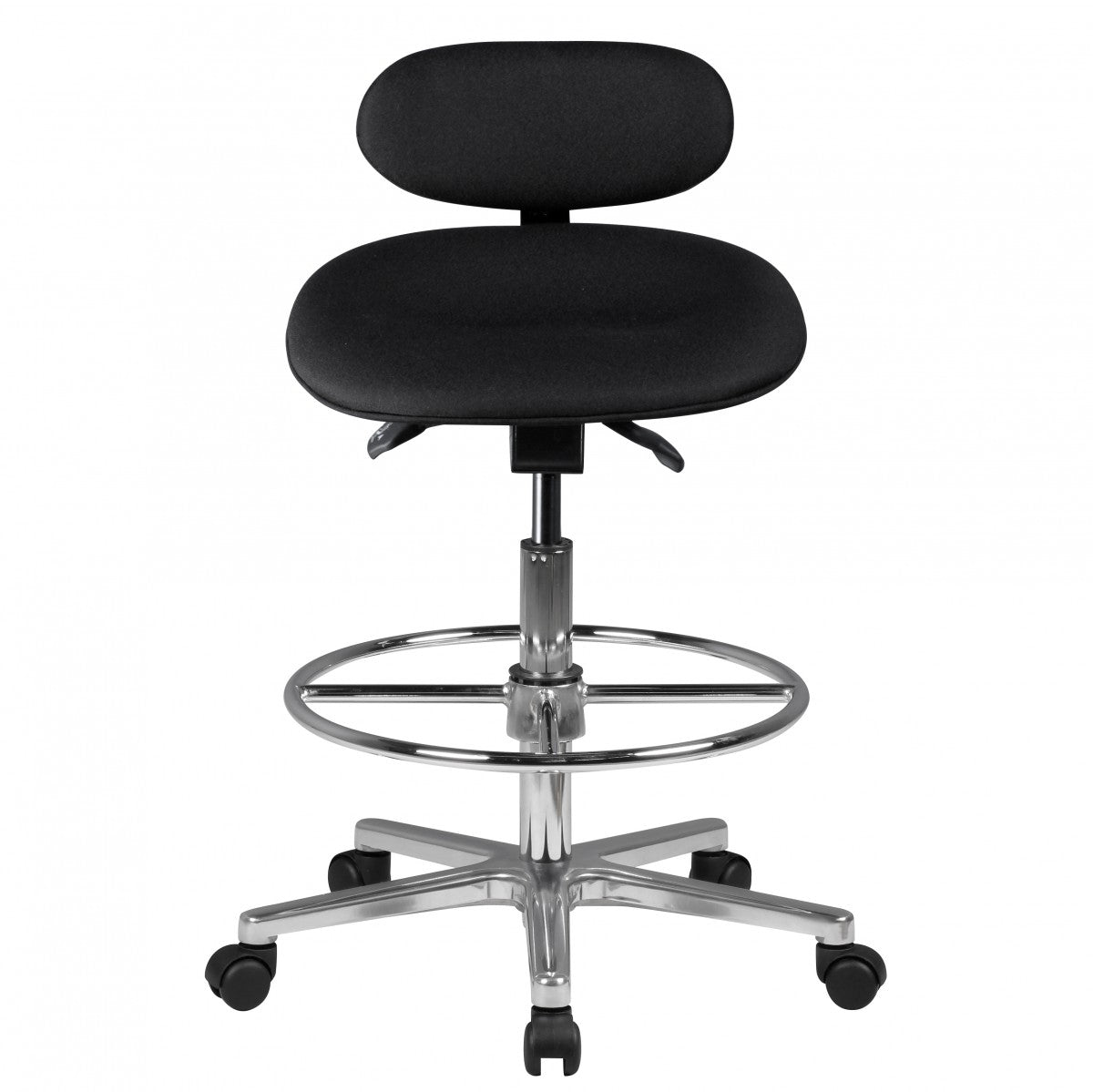 Modena Arbeitsstuhl_ Höhenverstellbare Sitzfläche/Rückenlehne_ PU-Formschaum_ Aluminium-Fußkreuz_ drehbar_ 100.000 Scheuertouren Stoff - KADIMA DESIGN_Größe_ 60x60x114 cm_