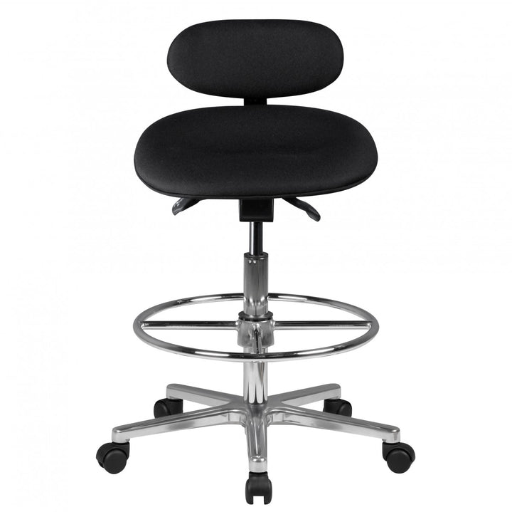 Modena Arbeitsstuhl_ Höhenverstellbare Sitzfläche/Rückenlehne_ PU-Formschaum_ Aluminium-Fußkreuz_ drehbar_ 100.000 Scheuertouren Stoff - KADIMA DESIGN_Größe_ 60x60x114 cm_