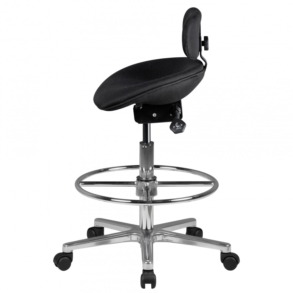 Modena Arbeitsstuhl  Höhenverstellbare Sitzfläche/Rückenlehne  PU-Formschaum  Aluminium-Fußkreuz  drehbar  100.000 Scheuertouren Stoff - KADIMA DESIGN Größe  60x60x114 cm