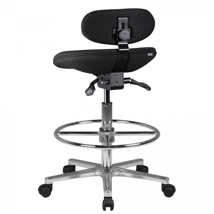 Modena Arbeitsstuhl_ Höhenverstellbare Sitzfläche/Rückenlehne_ PU-Formschaum_ Aluminium-Fußkreuz_ drehbar_ 100.000 Scheuertouren Stoff - KADIMA DESIGN_Größe_ 60x60x114 cm_
