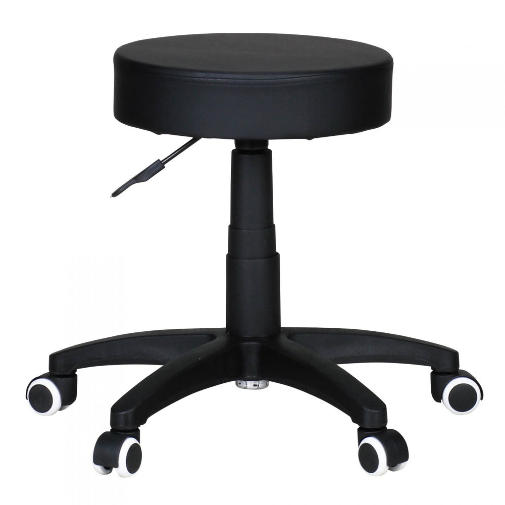 Büro- und Kosmetikhocker mit Leder-Optik_ 360° drehbar_ höhenverstellbar 44-55 cm_ stabil - KADIMA DESIGN_Farbe_ Schwarz_ Größe_ 50x50x55 cm_