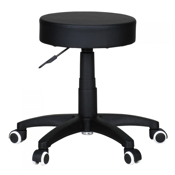 Büro- und Kosmetikhocker mit Leder-Optik_ 360° drehbar_ höhenverstellbar 44-55 cm_ stabil - KADIMA DESIGN_Farbe_ Schwarz_ Größe_ 50x50x55 cm_