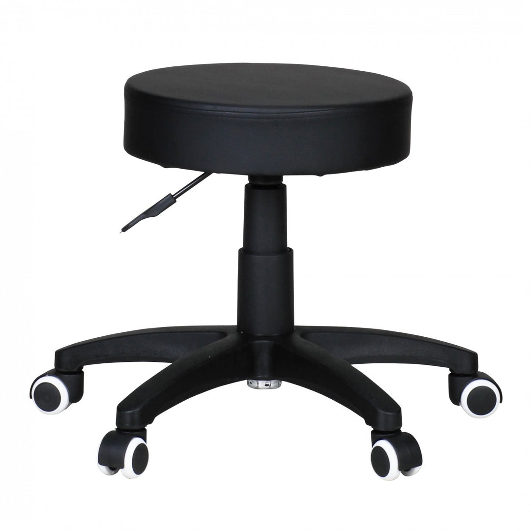 Büro- und Kosmetikhocker mit Leder-Optik_ 360° drehbar_ höhenverstellbar 44-55 cm_ stabil - KADIMA DESIGN_Farbe_ Schwarz_ Größe_ 50x50x55 cm_