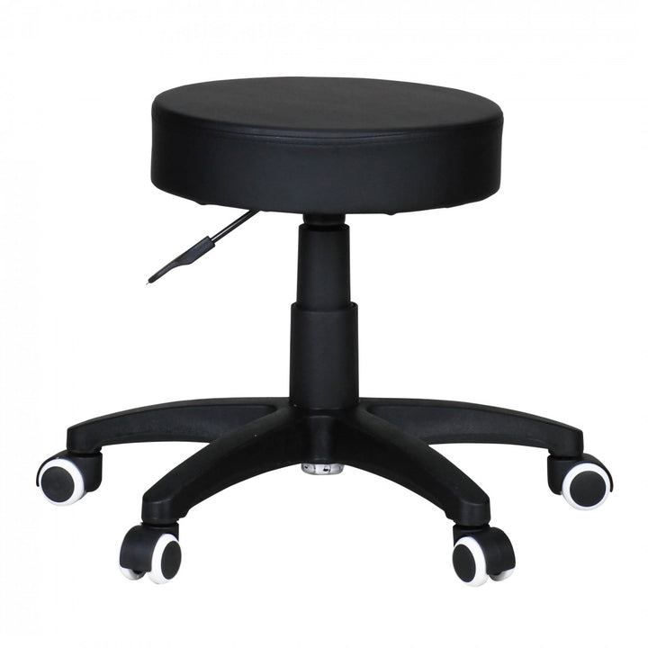 Büro- und Kosmetikhocker mit Leder-Optik_ 360° drehbar_ höhenverstellbar 44-55 cm_ stabil - KADIMA DESIGN_Farbe_ Schwarz_ Größe_ 50x50x55 cm_