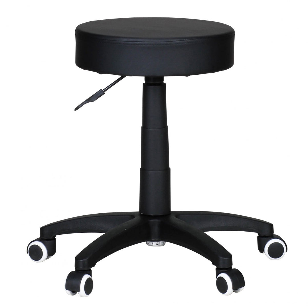 Büro- und Kosmetikhocker mit Leder-Optik_ 360° drehbar_ höhenverstellbar 44-55 cm_ stabil - KADIMA DESIGN_Farbe_ Schwarz_ Größe_ 50x50x55 cm_