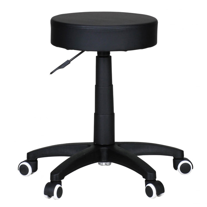 Büro- und Kosmetikhocker mit Leder-Optik_ 360° drehbar_ höhenverstellbar 44-55 cm_ stabil - KADIMA DESIGN_Farbe_ Schwarz_ Größe_ 50x50x55 cm_