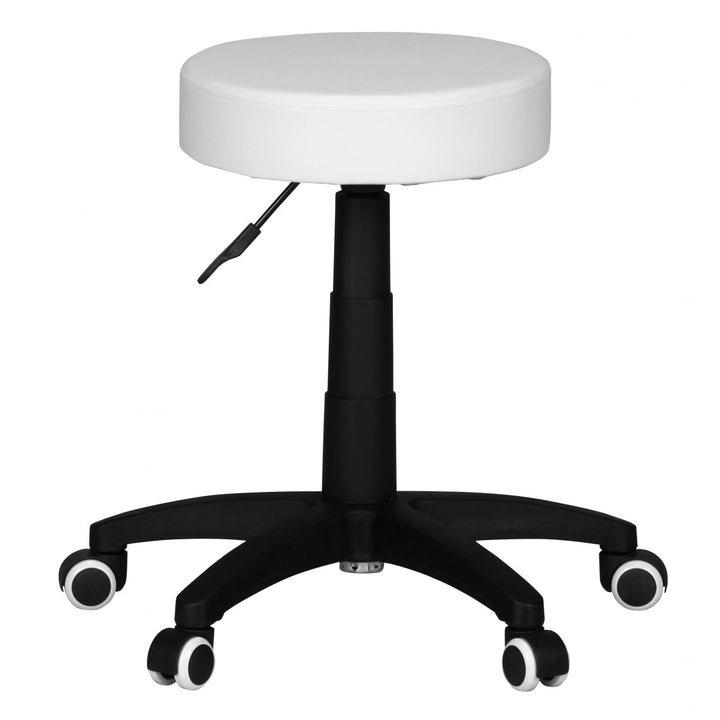 Büro- und Kosmetikhocker mit Leder-Optik_ 360° drehbar_ höhenverstellbar 44-55 cm_ stabil - KADIMA DESIGN_Farbe_ Weiß_ Größe_ 50x50x55 cm_