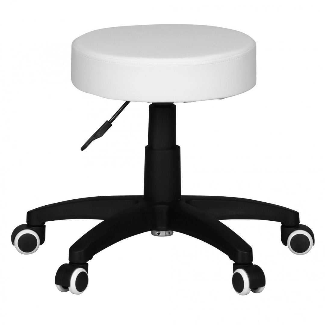 Büro- und Kosmetikhocker mit Leder-Optik_ 360° drehbar_ höhenverstellbar 44-55 cm_ stabil - KADIMA DESIGN_Farbe_ Weiß_ Größe_ 50x50x55 cm_