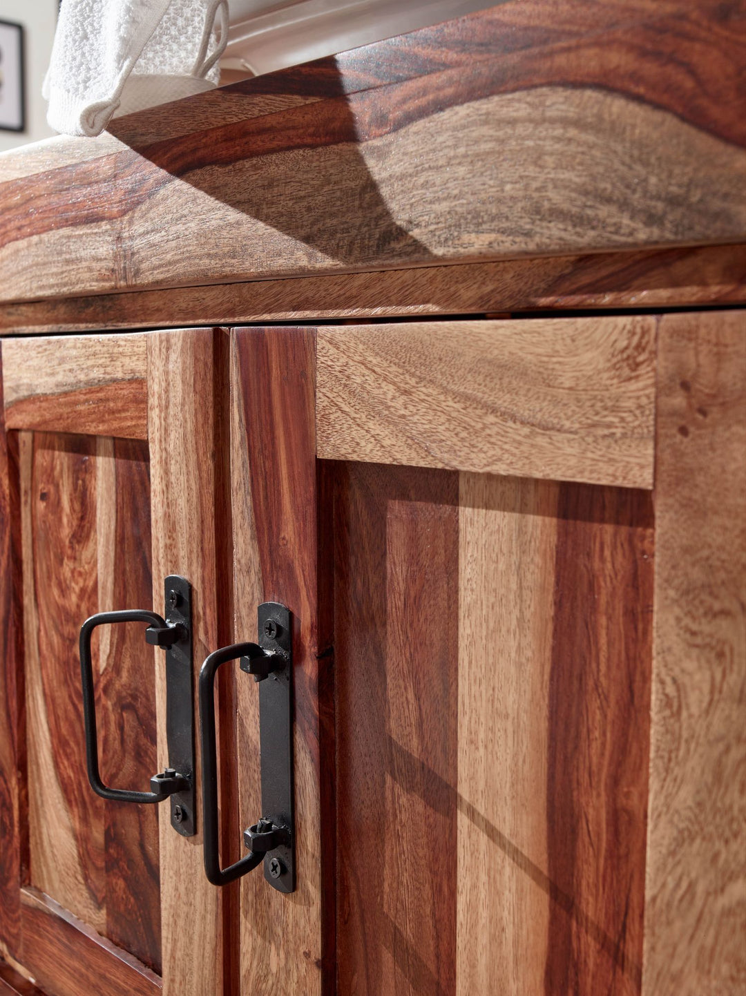 KADIMA DESIGN Badezimmerschrank Holz-Metall-Kombi in industriellem Design mit viel Stauraum für ein stilvolles Badezimmer_Braun_#sku_BARWL6.652#