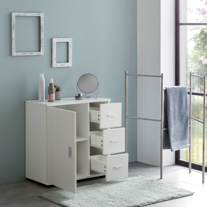 Badezimmerschrank_ zeitloses Design_ großer Stauraum_ matt weiß_ 60x65_5x33 cm - KADIMA DESIGN_Größe_ 60x33x66 cm_