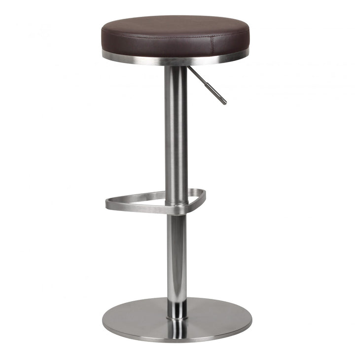 Barhocker ELBE_ höhenverstellbar_ gepolsterte Sitzfläche_ Triangel Fußablage_ max. 110 kg Belastung - KADIMA DESIGN_Farbe_ Braun_ Größe_ 38x38x82 cm_#sku_BARWL1.612#