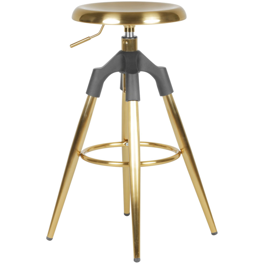 Industrie Barhocker TIBER_ Höhenverstellbar_ drehbar_ goldfarben_ Eisenmaterial_ Kunststoffkappen_ 72-80 cm - KADIMA DESIGN_Farbe_ Gold_ Größe_ 53x53x80 cm_