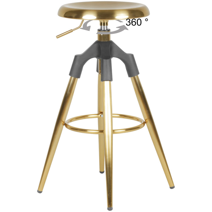 Industrie Barhocker TIBER_ Höhenverstellbar_ drehbar_ goldfarben_ Eisenmaterial_ Kunststoffkappen_ 72-80 cm - KADIMA DESIGN_Farbe_ Gold_ Größe_ 53x53x80 cm_